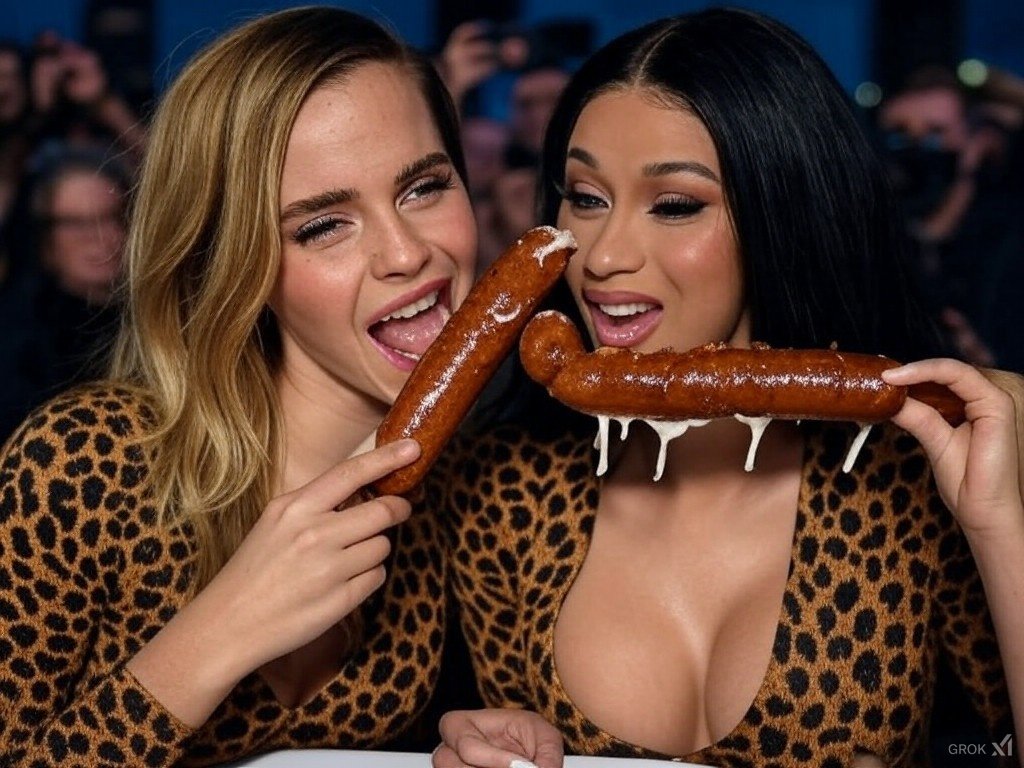 5diHNjKI Emma Watson and Cardi playing with sausages 24.jpg